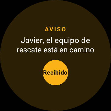 Aviso del supervisor mostrado a pantalla completa en el reloj