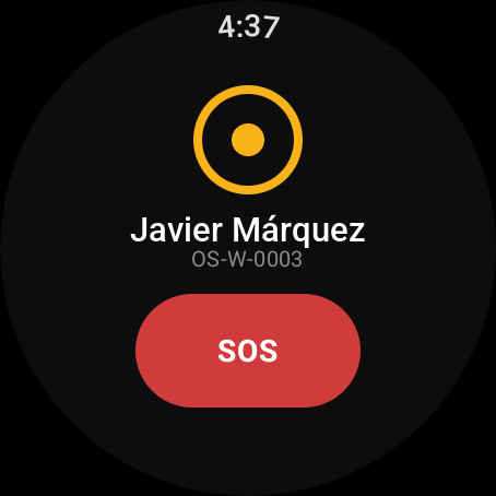 Pantalla del reloj del trabajador